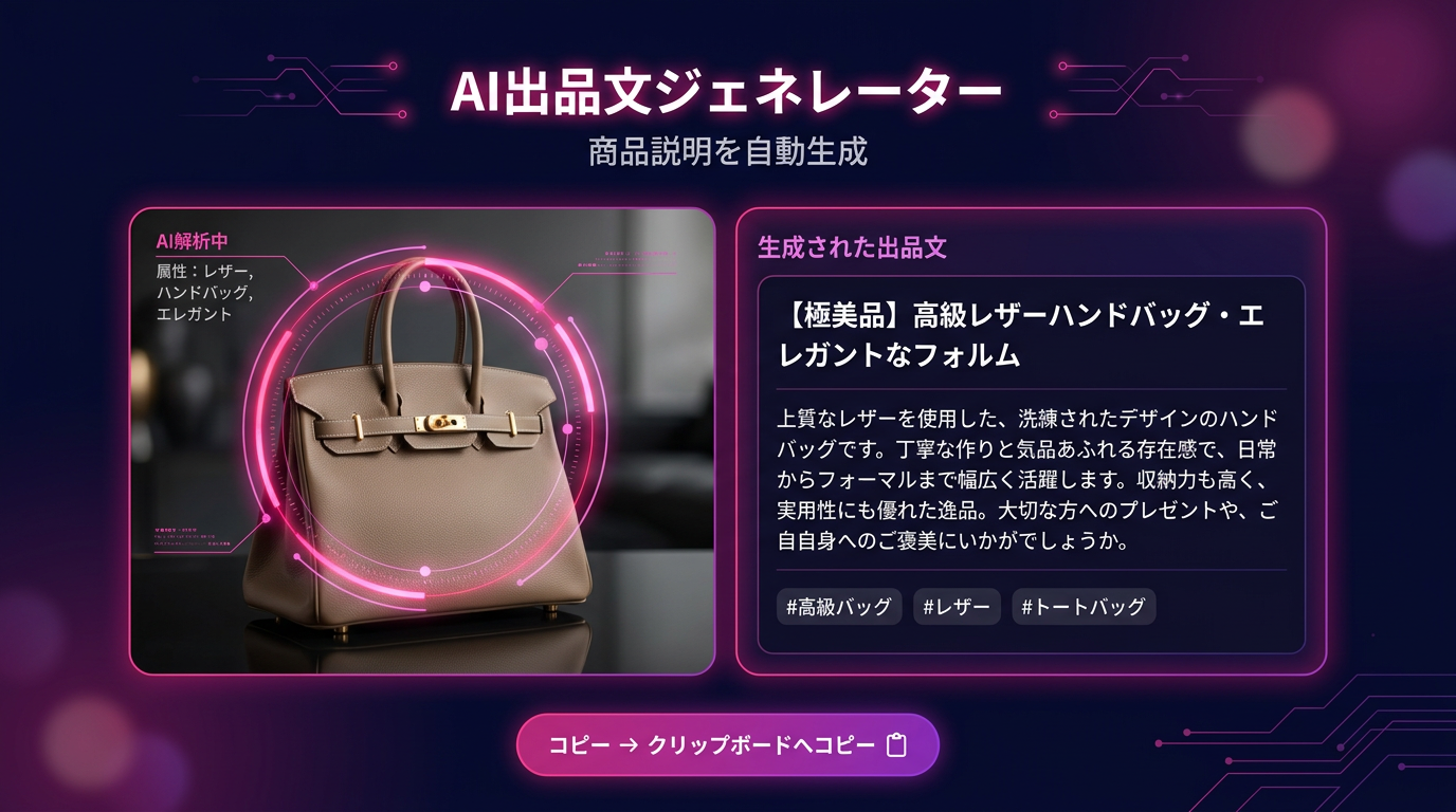 AI出品文ジェネレーター — 商品説明を自動生成